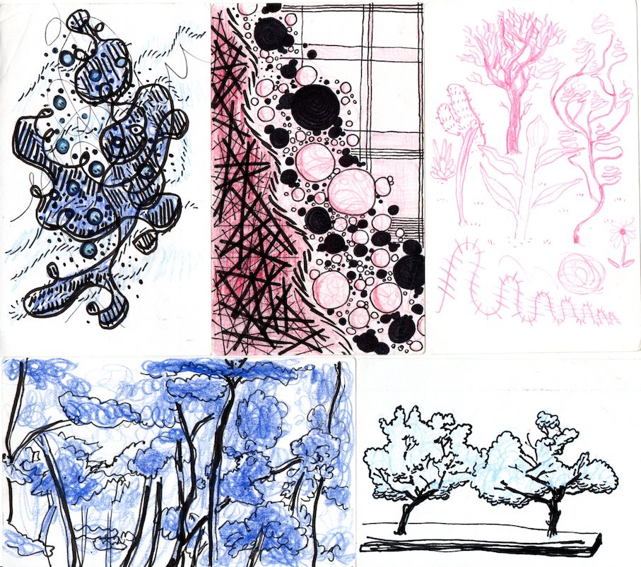 ink pen color pencil sketch sketchbook trees tree forest planter plants plant abstraction abstract expressionism